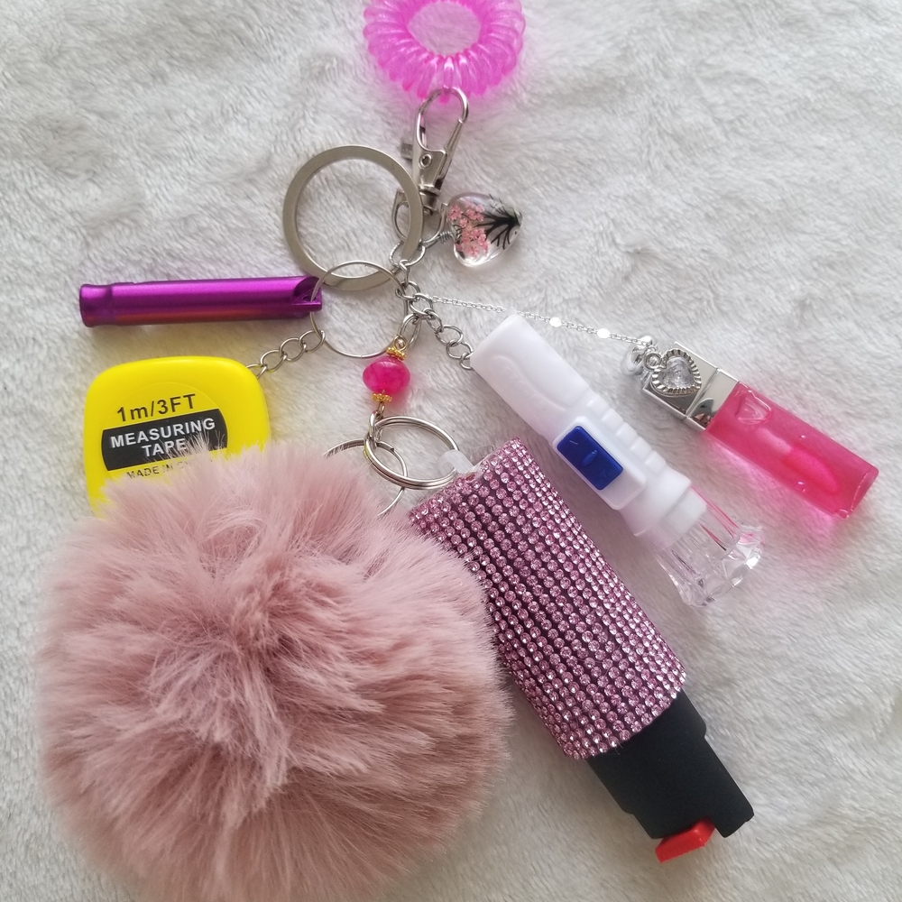 Safety First Utility Keychain Set with Pom Pom and Accessories